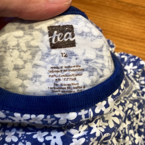 TEA COLLECTION 12 Tiny Violet Floral Print Dress Ruffled Sleeve - Picture 4 of 5